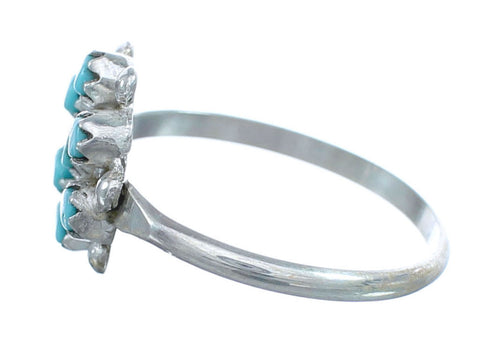 Native American Zuni Authentic Sterling Silver Turquoise Ring Size 8 JX122433